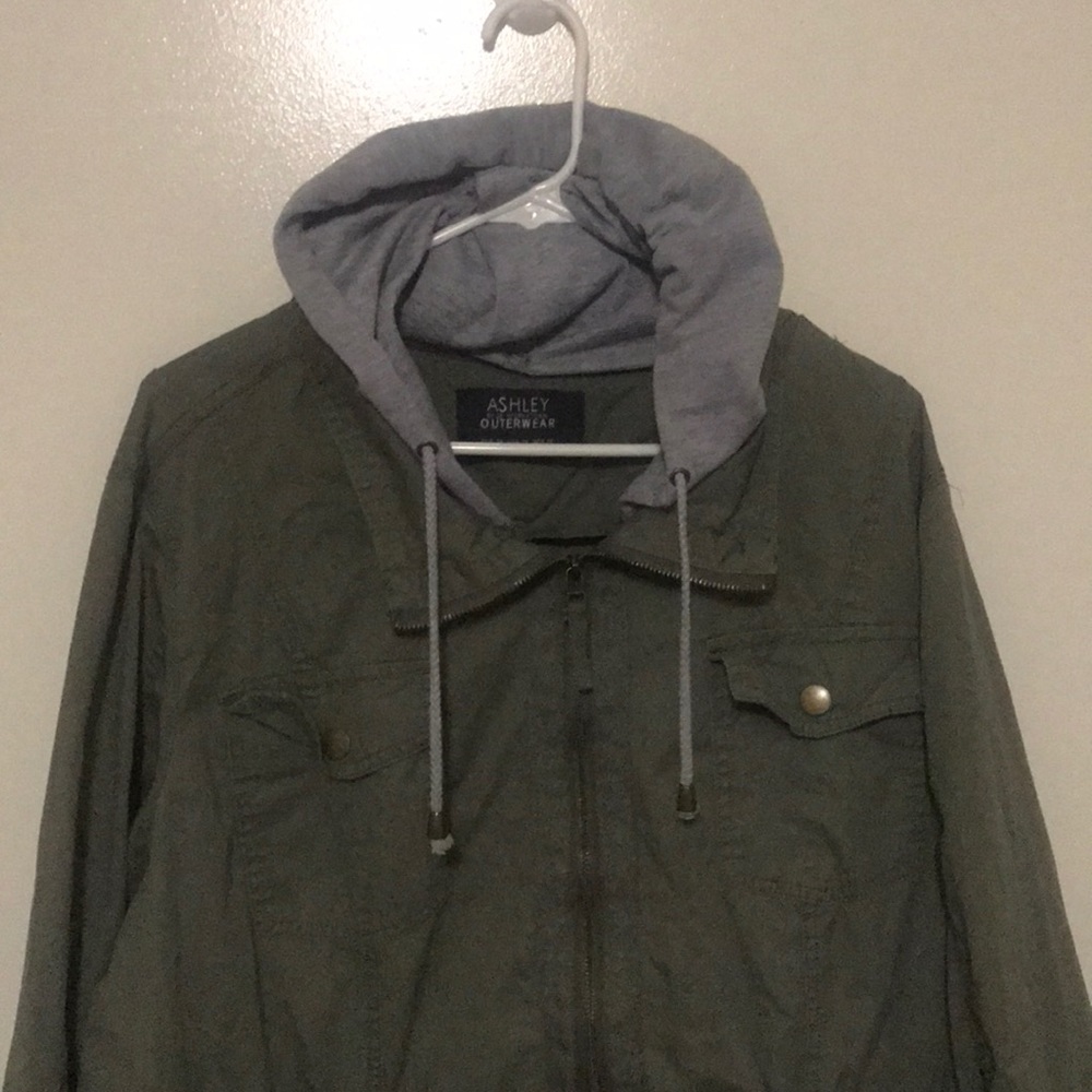 Army Jacket with Grey Hood